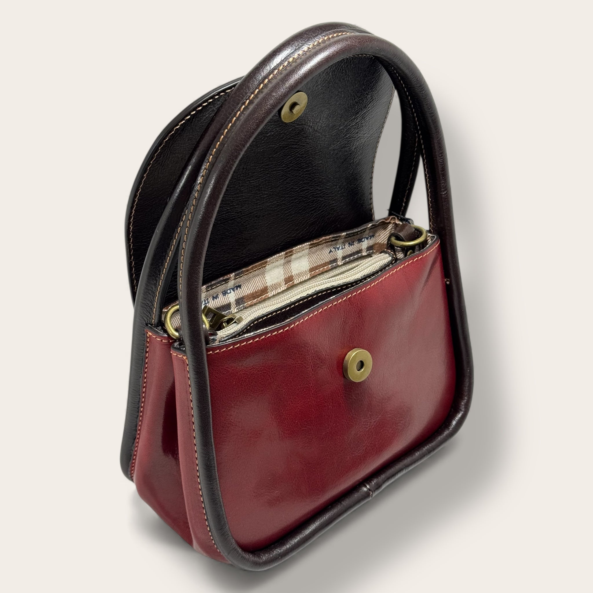 Borsa "Venere" Bordeaux e marrone - Florence Italy