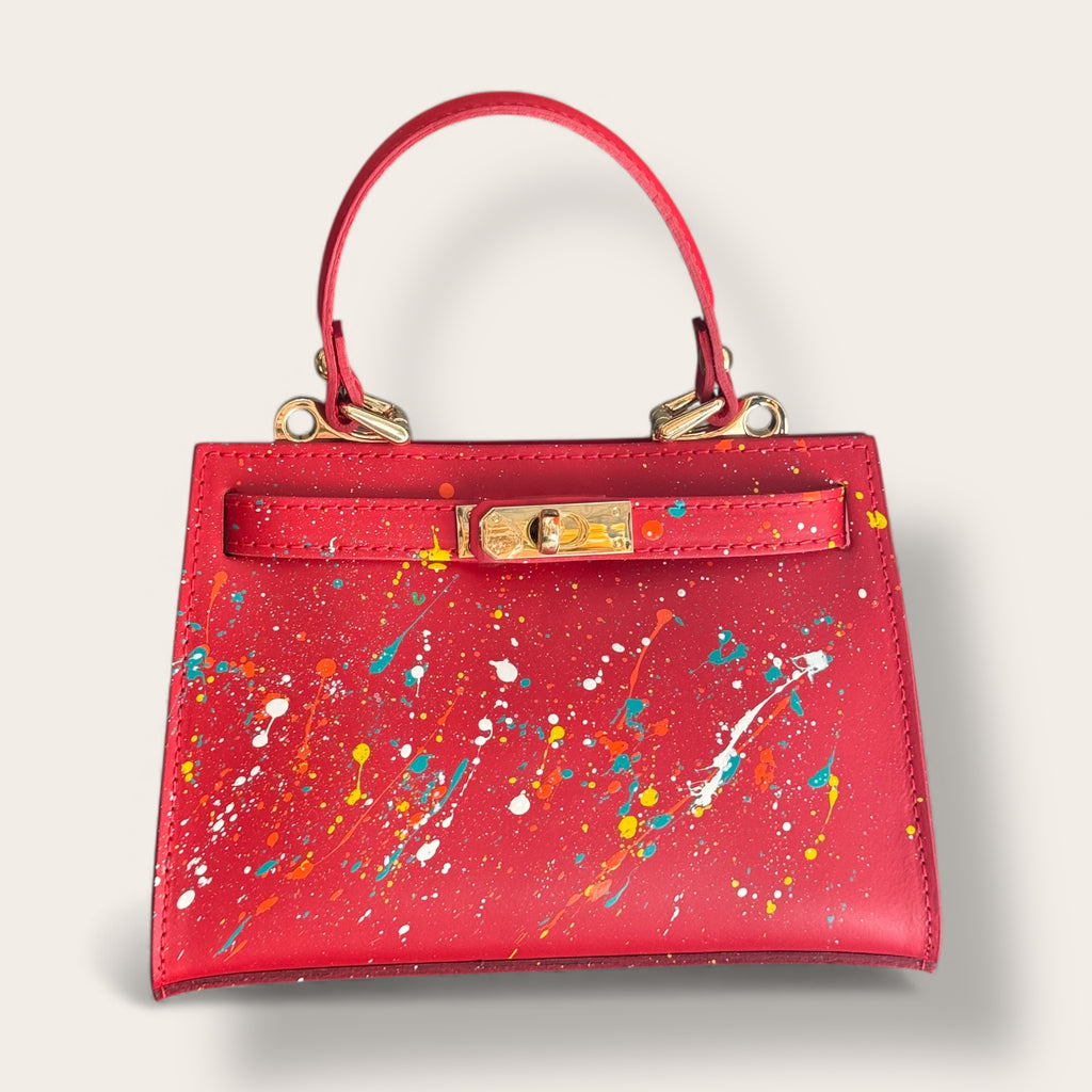 Rosso Fiorentino – Borsa artistica dipinta a mano | Pezzo unico Made in Florence